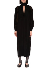Robe longue Ondine Chloe en soie - Marine