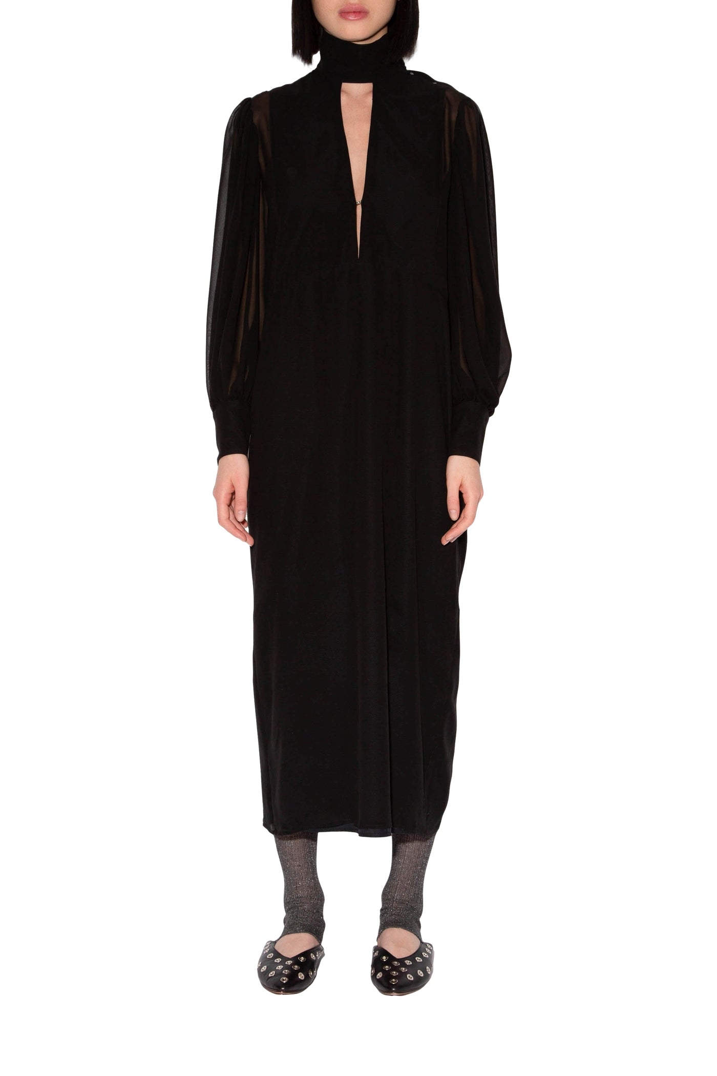 Robe longue Ondine Chloe en soie - Marine