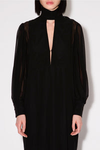 Robe longue Ondine Chloe en soie - Marine