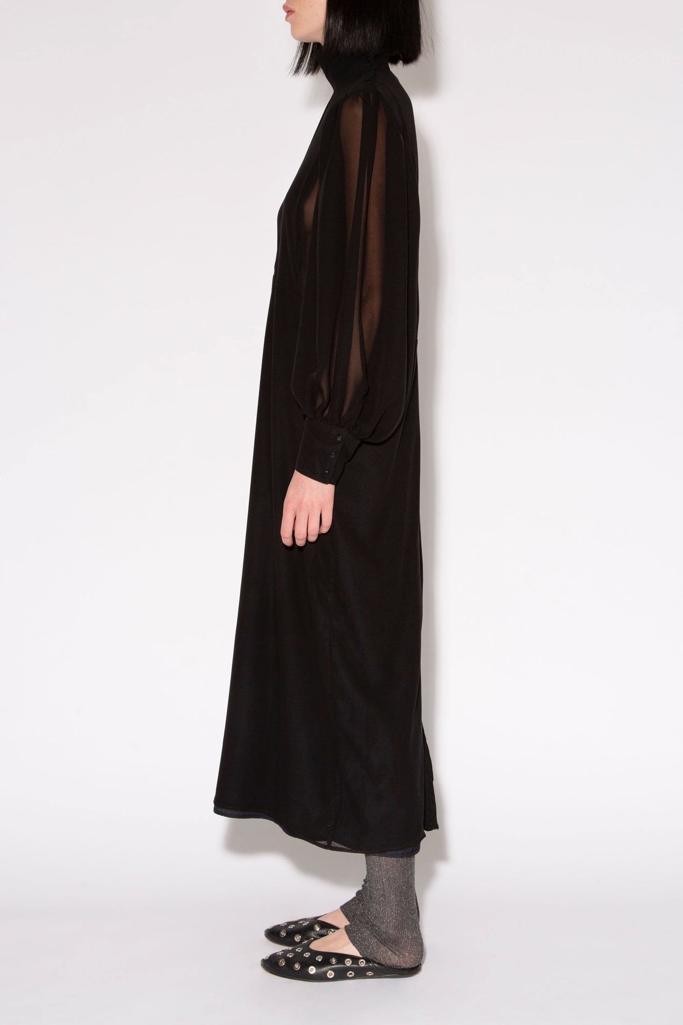 Robe longue Ondine Chloe en soie - Marine
