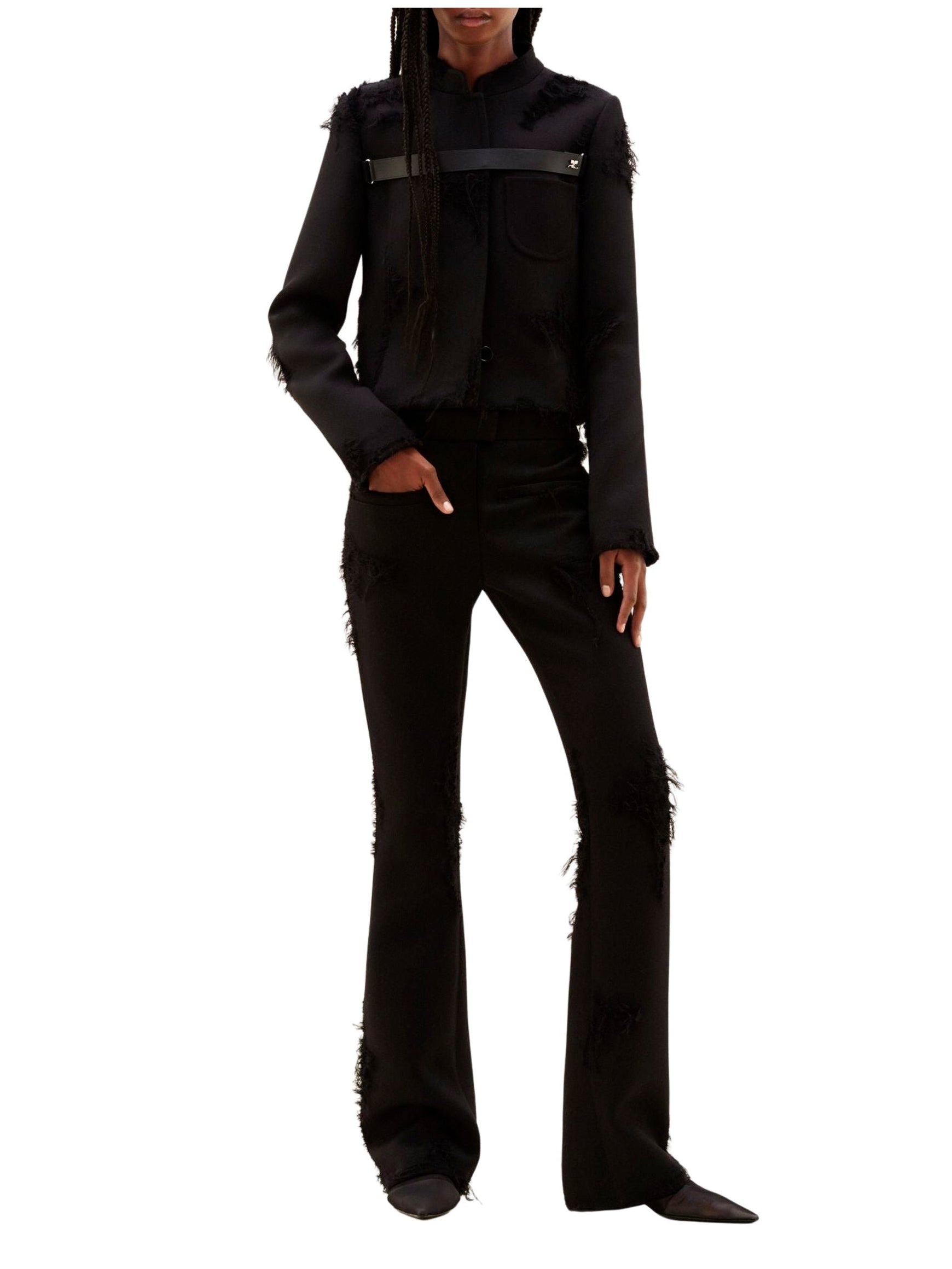 3pcs RELIQUAT 690€ / Blouson crêpe héritage vieilli en laine - Black