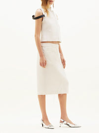 2pcs RELIQUAT 590€ / Blouson sans manches strap distressed racer en laine - Heritage white