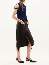 5pcs RELIQUAT 590€ / Blouson sans manches strap distressed racer en laine - Navy