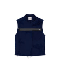5pcs RELIQUAT 590€ / Blouson sans manches strap distressed racer en laine - Navy