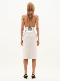 1pcs RELIQUAT 290€ / Jupe crêpe héritage vieilli en laine - Gris clair