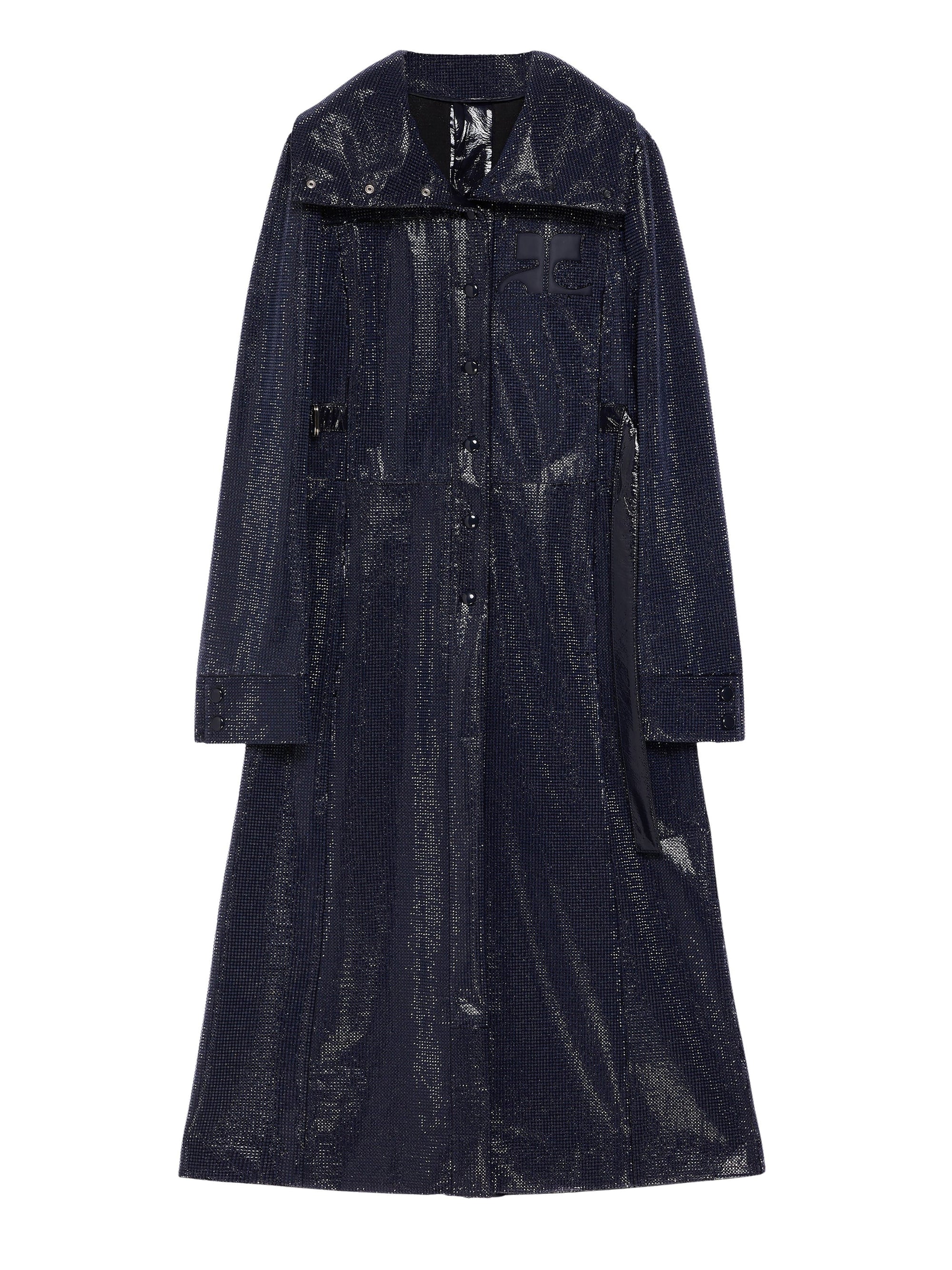 2pcs RELIQUAT 2290€ / Manteau strass bi-styling en vinyle - Navy