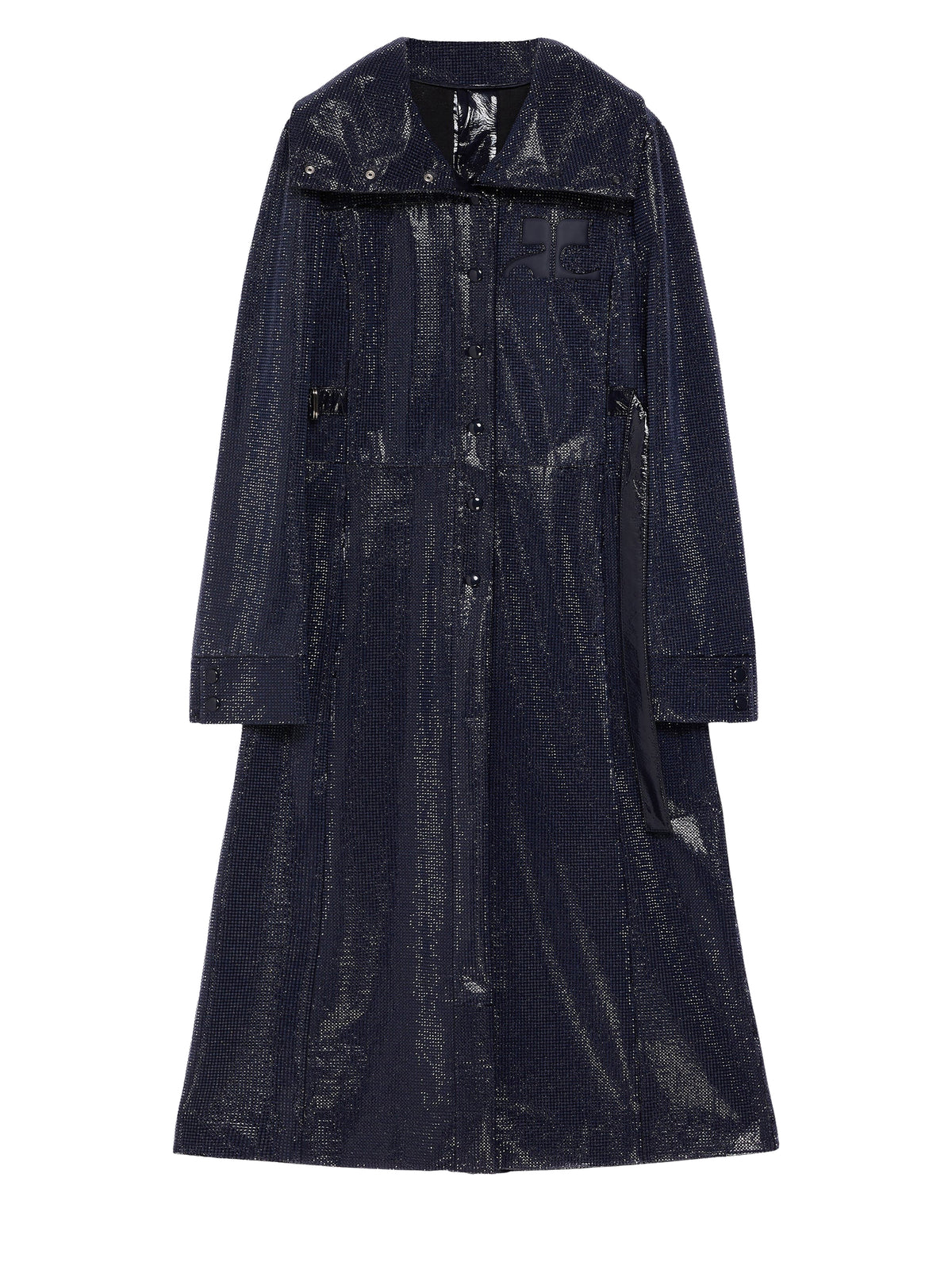 Manteau bi-styling en vinyle et strass - Navy