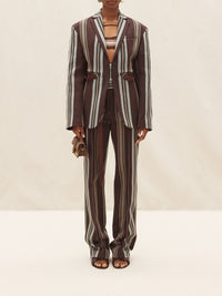 BROWN STRIPES LE MANTEAU FILU