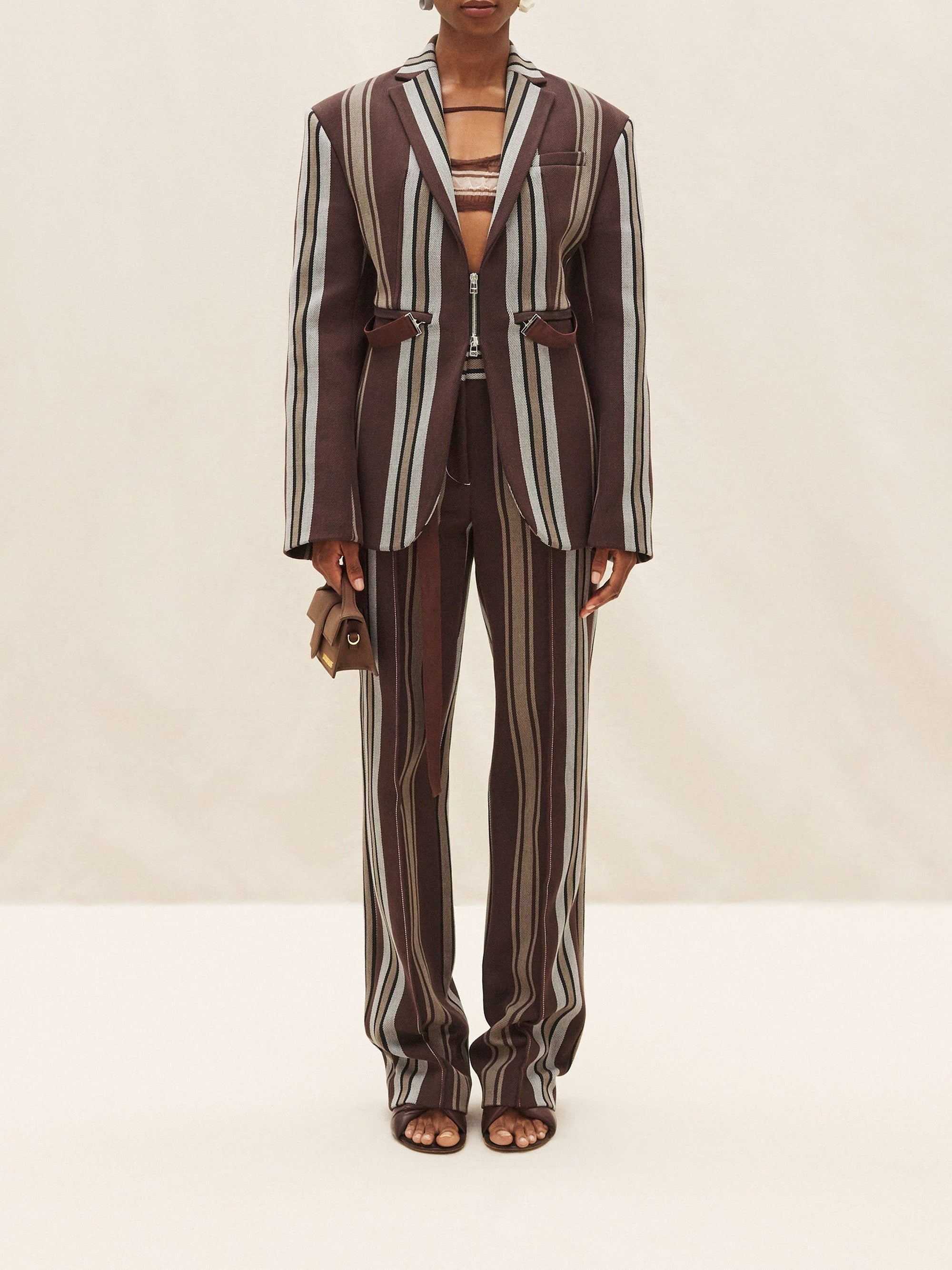 BROWN STRIPES LE MANTEAU FILU