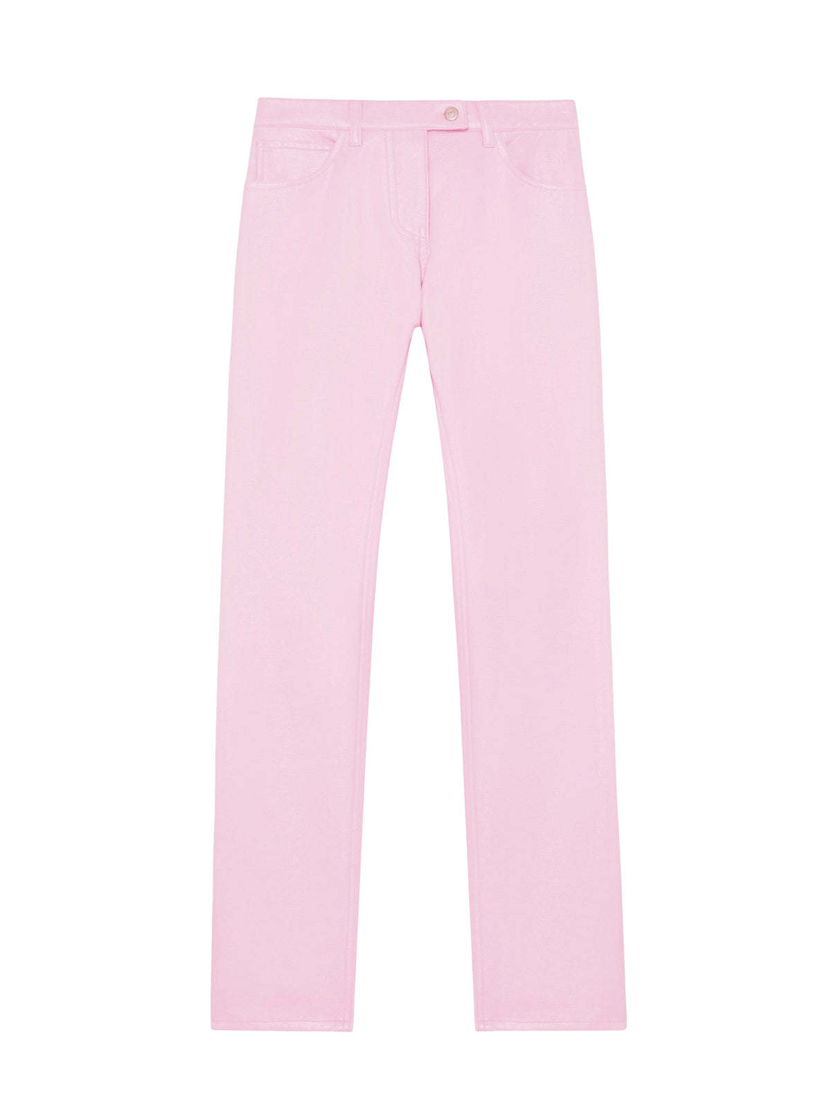 Pantalon droit à cinq poches en vinyle - Rose