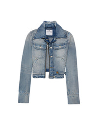 8pcs RELIQUAT 150€ / Blouson fermeture éclair en denim - Light blue wash