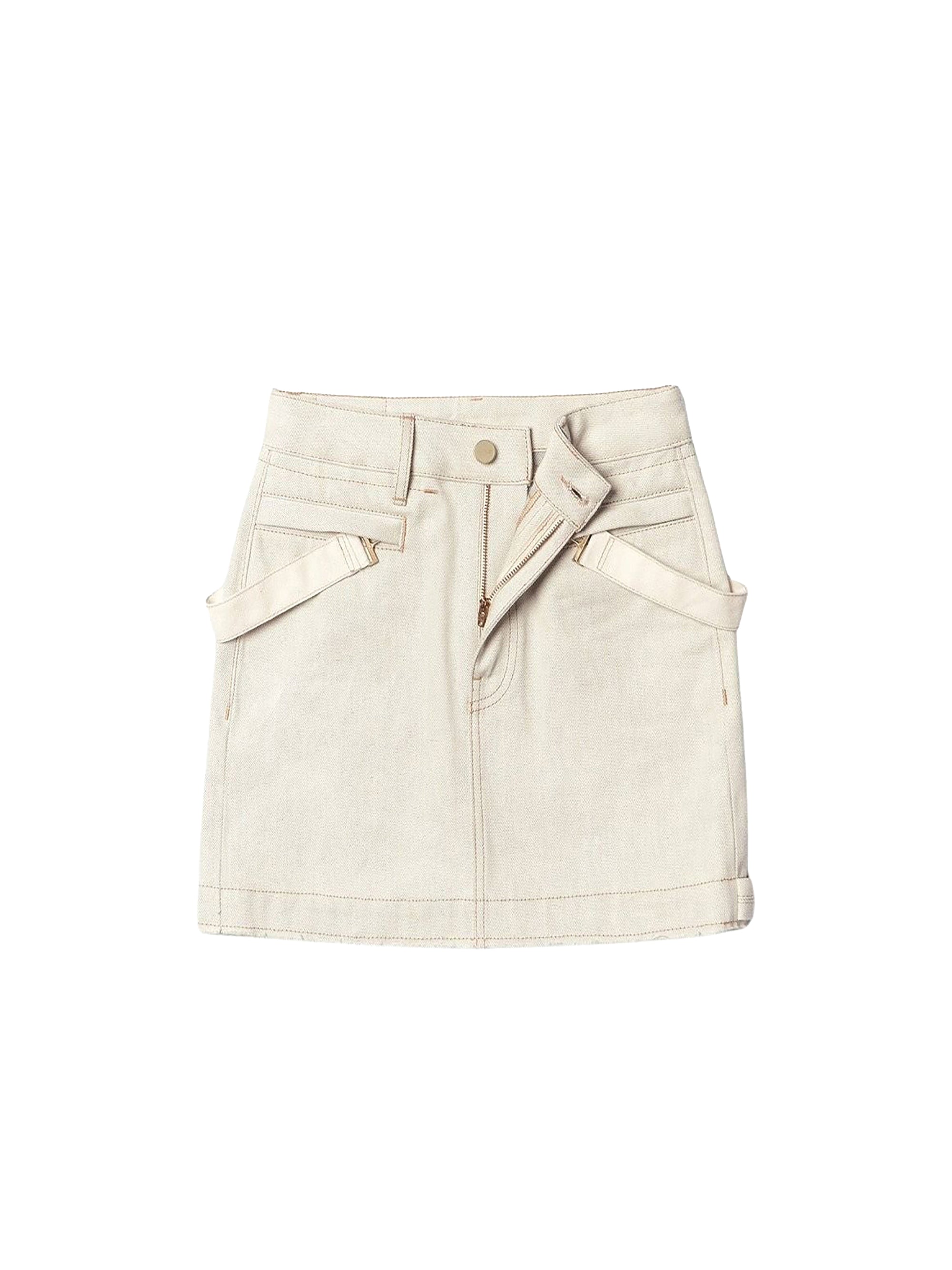 The De Nîmes Papier Skirt - Off White & Light Beige
