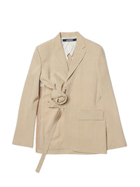 Veste Baccala asymétrique en soie mélangée - Dark Beige