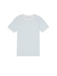 10pcs NEW / T-SHIRT CONTRASTE SIGNATURE - Ice blue & Heritage white