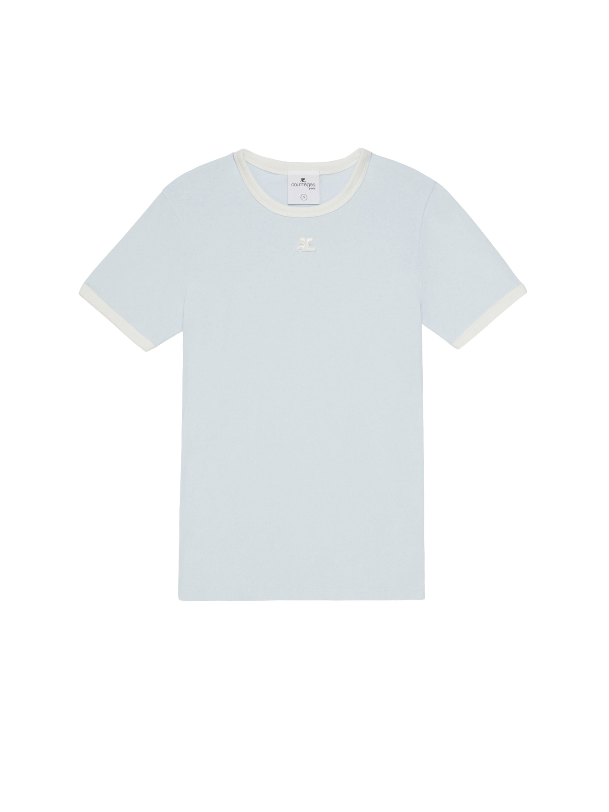10pcs NEW / T-SHIRT CONTRASTE SIGNATURE - Ice blue & Heritage white