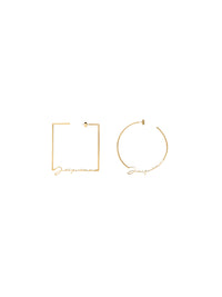 Boucles d'oreilles créoles Rond Carré Ja - Gold