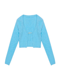 90€ / 6 sold //100 QTY / ST6%   Cardigan Neve à manches longues en maille - Light Blue