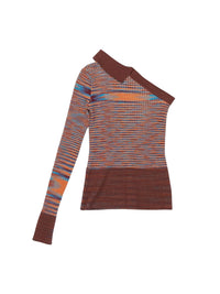 Polo Zucca asymétrique en laine mélangée - Multi Brown