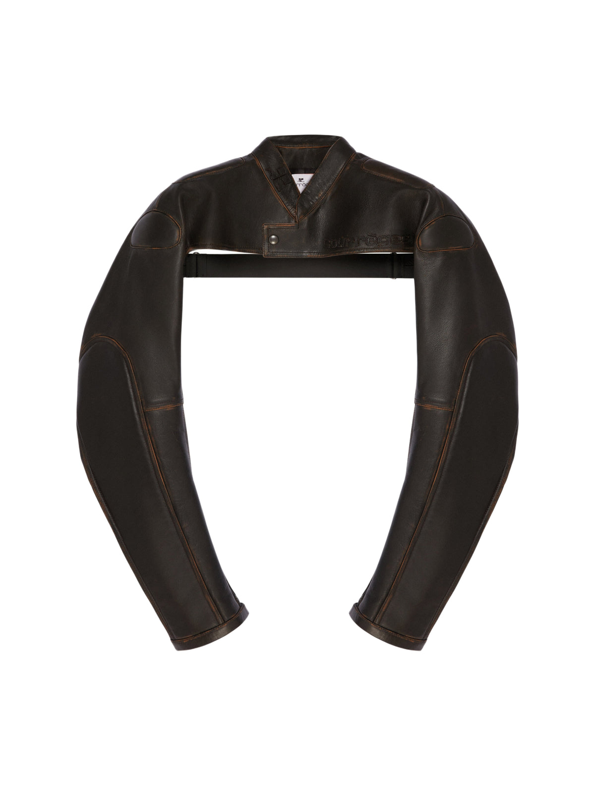 Blouson mini Racer patina old en cuir - Chocolate Black