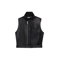 4pcs NEW / BLOUSON SANS MANCHES EN CUIR - Black