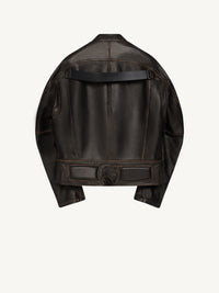 13pcs NEW / BLOUSON RACER EN CUIR - Chocolate black