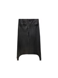 4pcs RELIQUAT 590€ / Jupe bretelles longues en cuir - Black