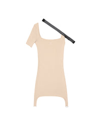 Robe à bretelles asymétrique en maille - Sand