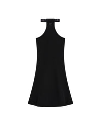 Mini robe chocker en maille côtelée - Black