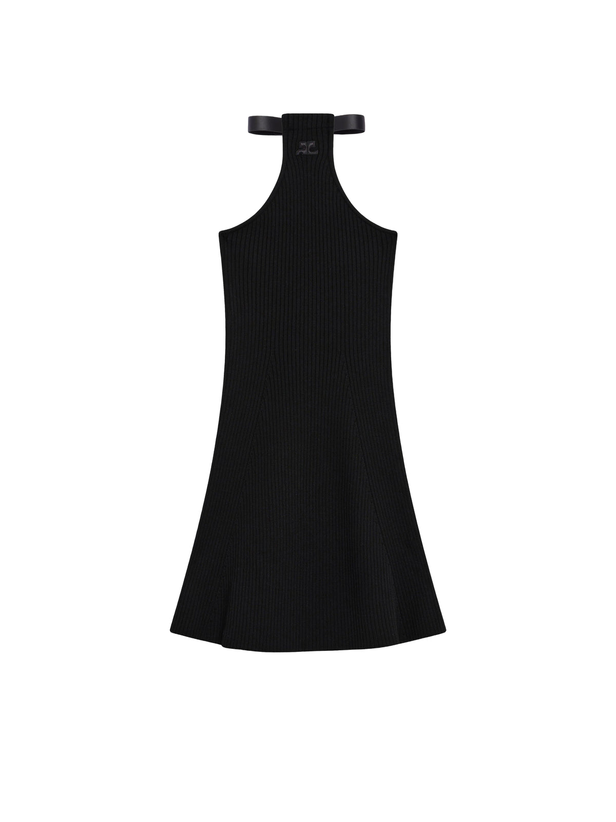 Mini robe chocker en maille côtelée - Black