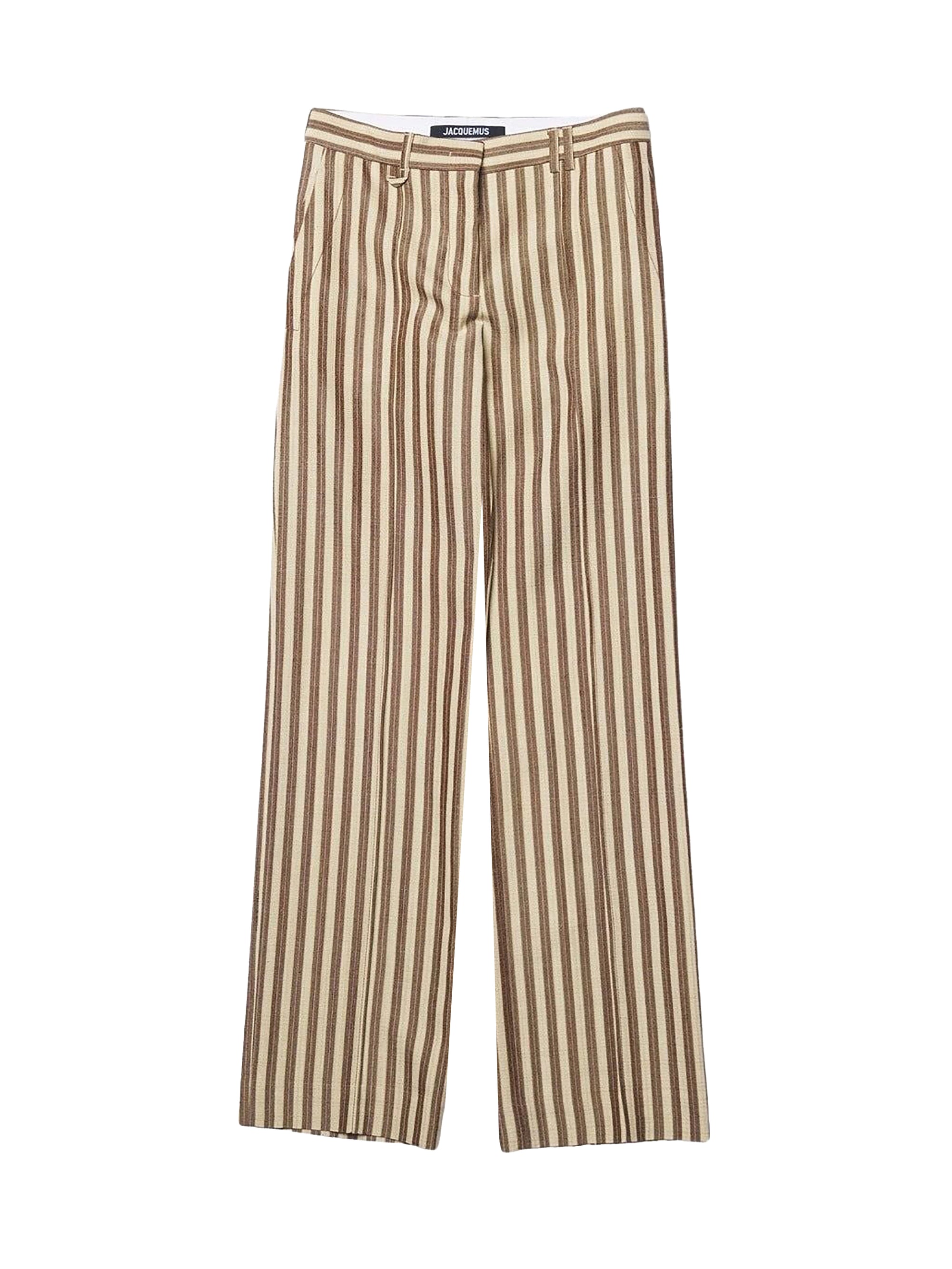 Pantalon Camargue en soie mélangée - Beige Brown Stripes