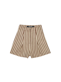 Short court Santon en soie mélangée - Beige Brown Stripes