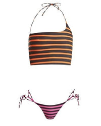 Ensemble de bikini à encolure croisée et bretelles - Orange & Black