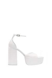 Sandales à plateforme Tatiana 130 en cuir verni - White