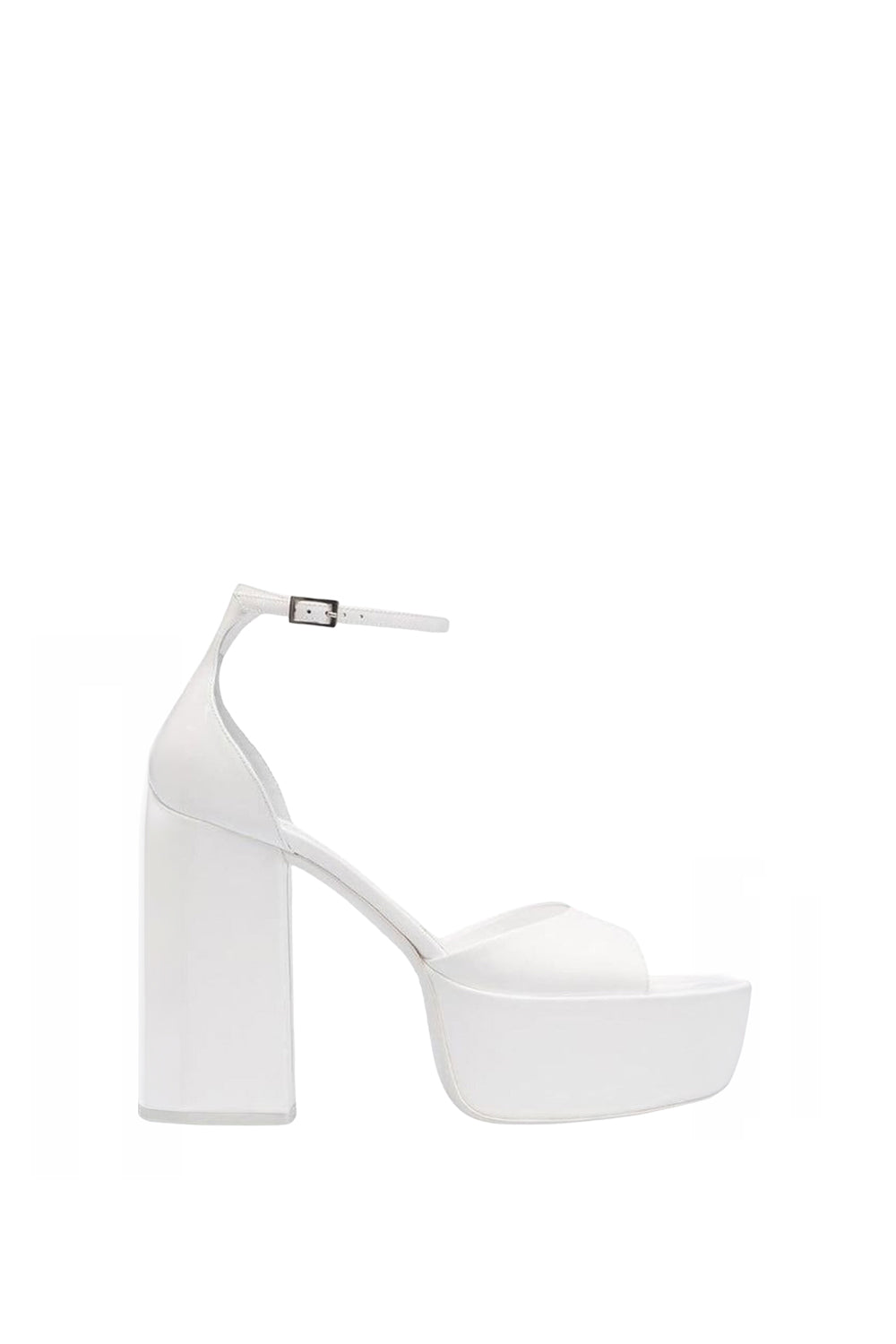 Sandales à plateforme Tatiana 130 en cuir verni - White