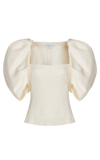 Ivory / Top Ceri en lin - Ivory