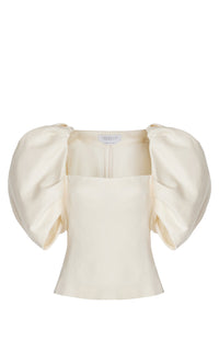 Ceri Top en ivoire textured lin sub