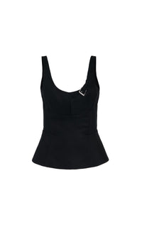 Avalon Top en noir soie lin satin