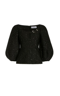 Siro Top en noir sequin laine drap de costume