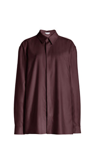 Nicolas Shirt en bordeaux profond sustainable laine sergé