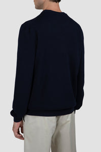Riviera round-neck jumper - Blue chequered