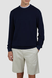 Riviera round-neck jumper - Blue chequered