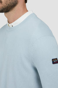 Riviera round-neck jumper - Aquatic blue