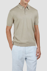 Polo Riviera à manches courtes en maille - Beige