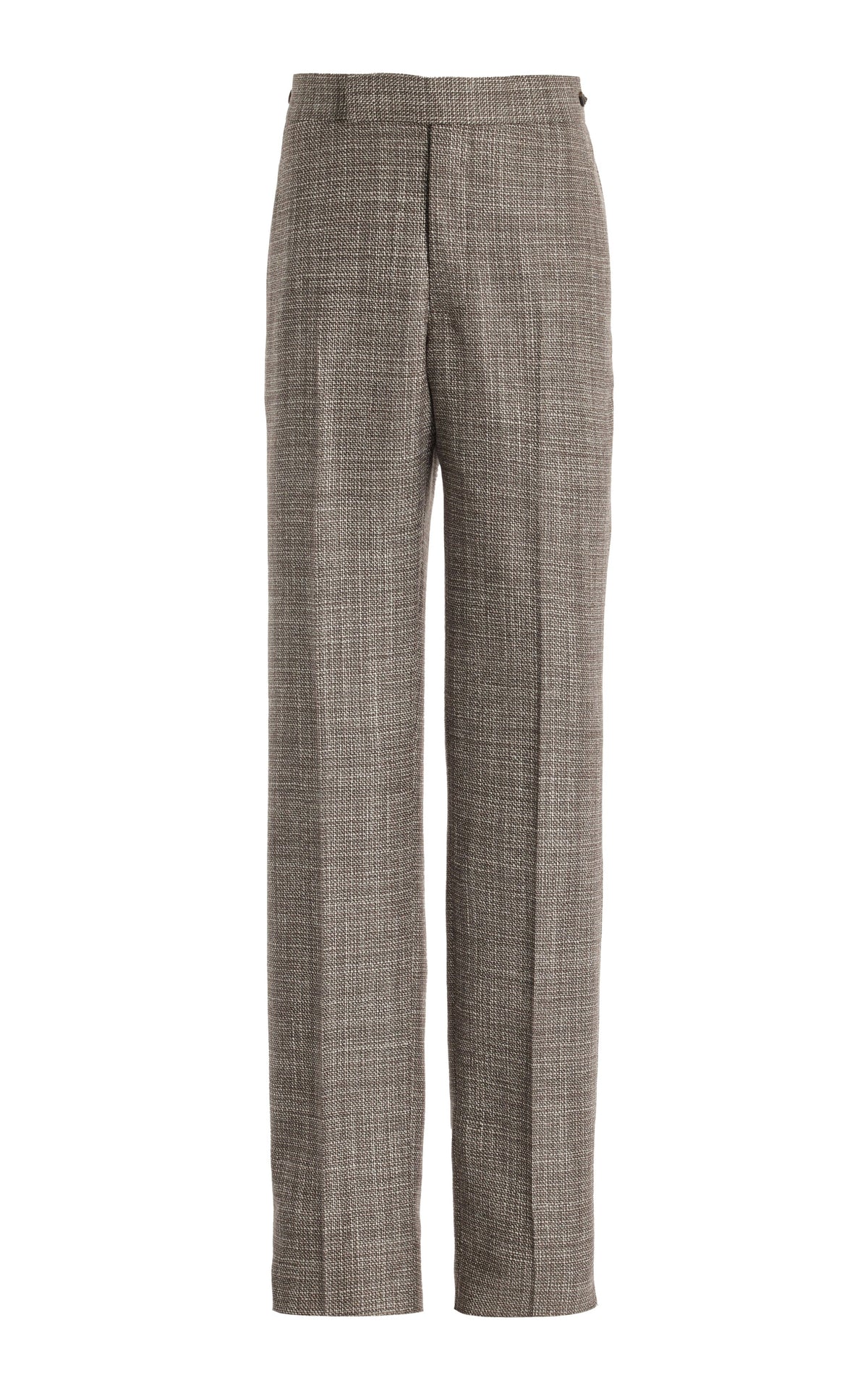 Sebastian Pant en chocolat / ivoire laine soie micro tweed