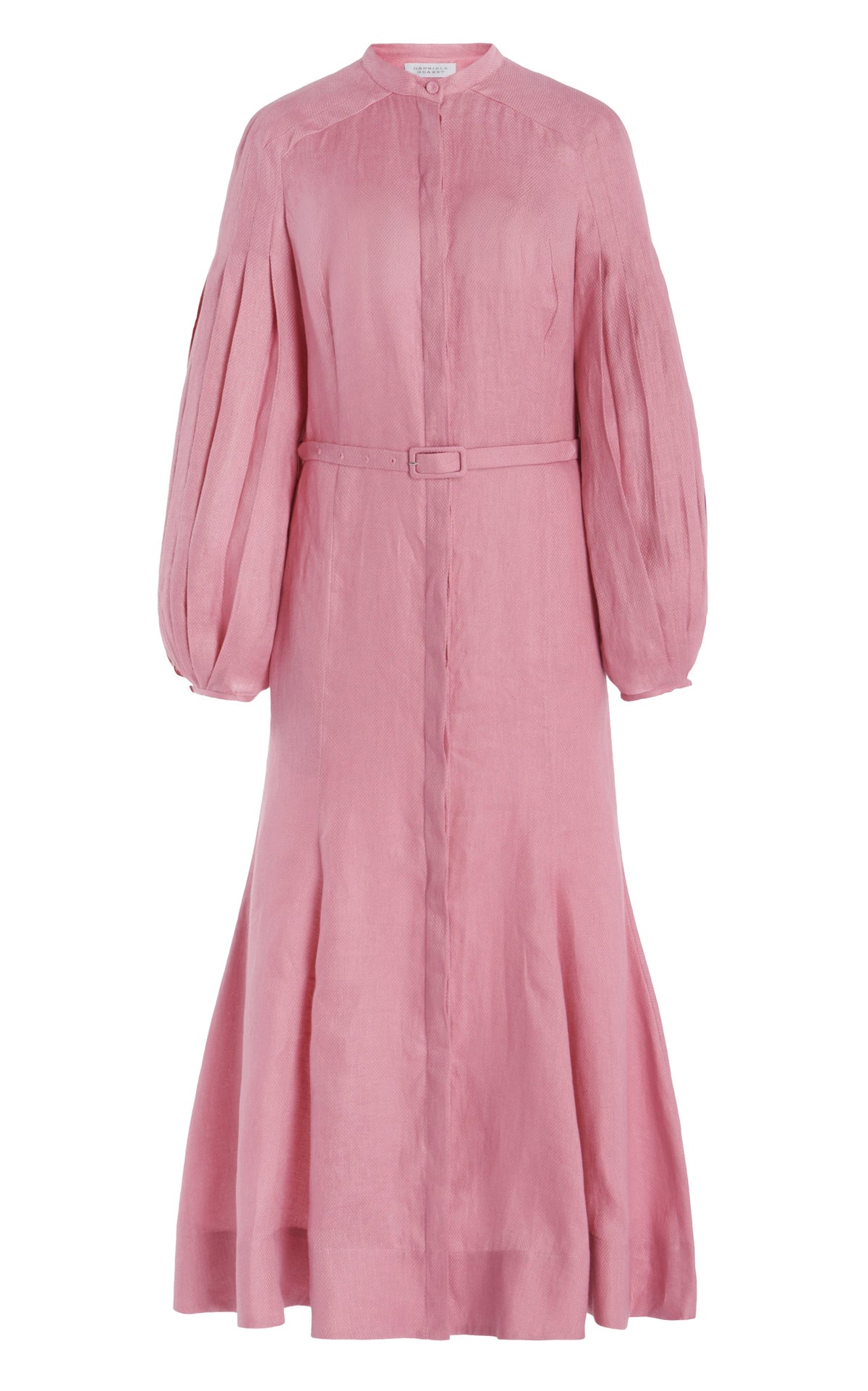 Lydia Dress en quartz rose light basketweave lin