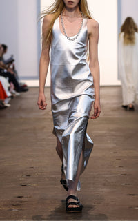 Ellson Dress en argent métallisé nappa cuir
