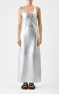 Ellson Dress en argent métallisé nappa cuir