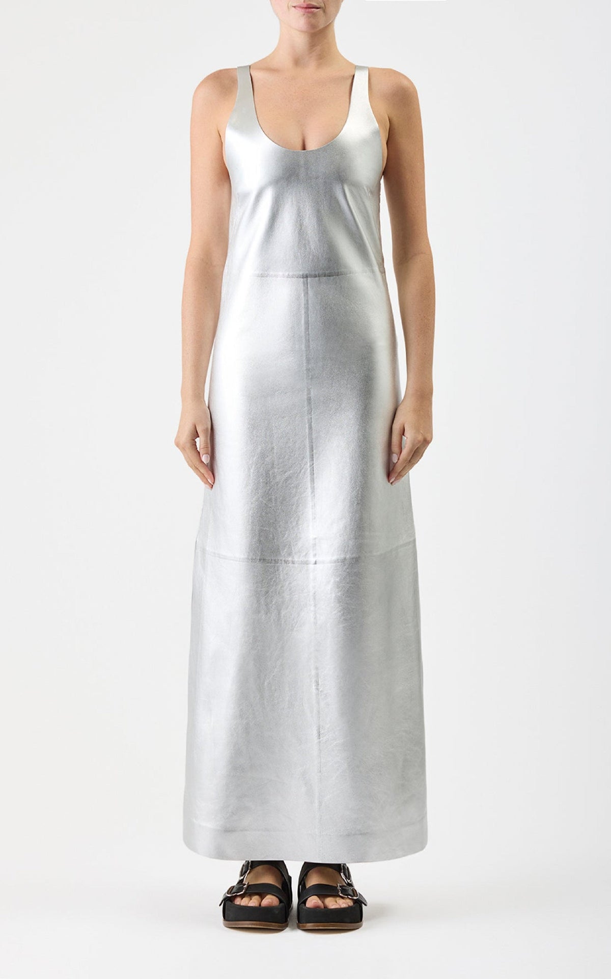 Ellson Dress en argent métallisé nappa cuir