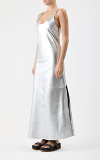 Ellson Dress en argent métallisé nappa cuir