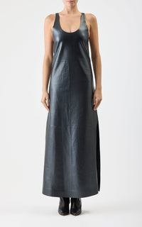 Ellson Dress en noir pearlized nappa cuir
